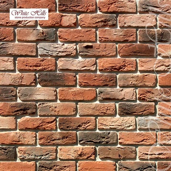 306-50 White Hills Облицовочный кирпич «Бремен брик» (Bremen brick), темно-оранжевый, плоскостной.