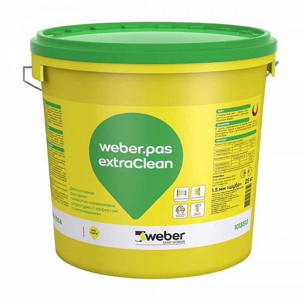 Силикатно-силиконовая декоративная штукатурка weber.pas ExtraClean цвет 100А 25кг