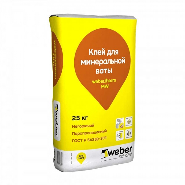 Клеевая смесь для монтажа минеральной ваты weber.therm MW 25 кг